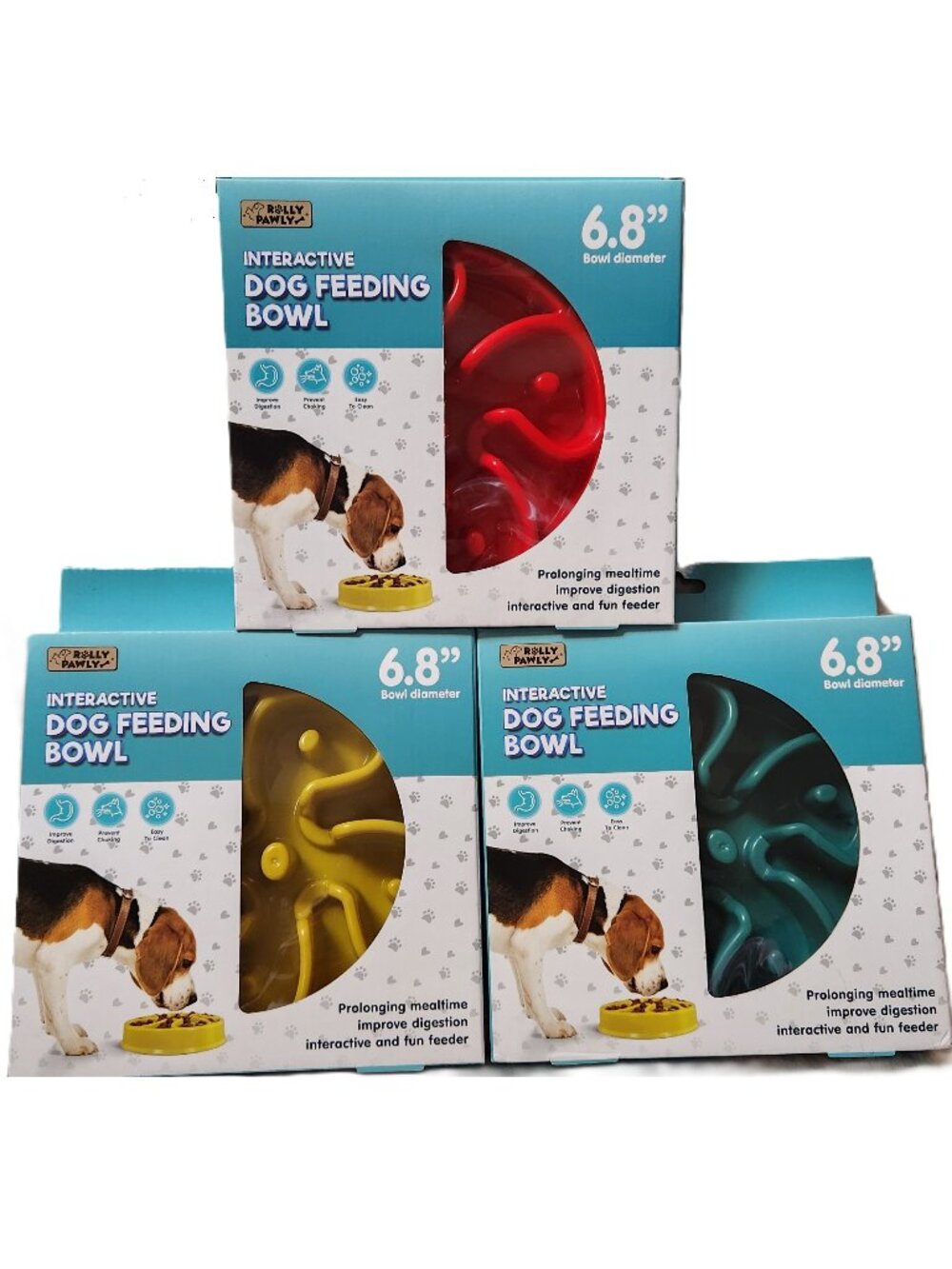 ROLLY PAWLY Interactive Dog Slow Feed Food Bowl - NEW NIB